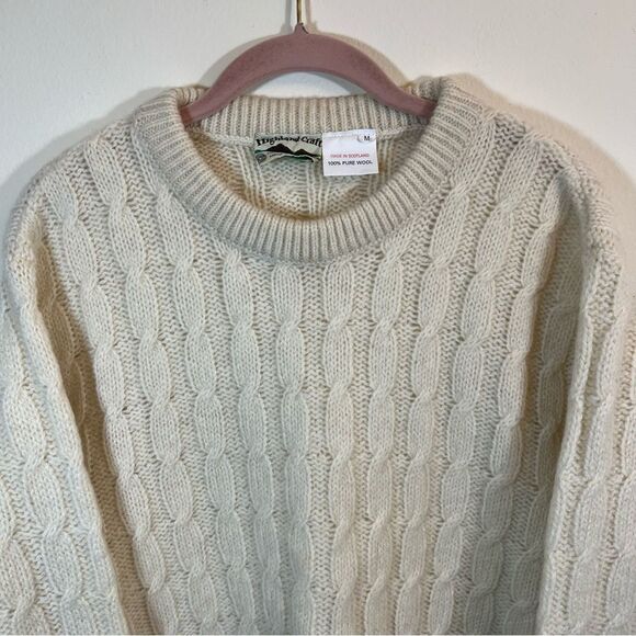 Highland Craft Cream 100% Wool Scotland Sweater Men’s Medium - Picture 2 of 9